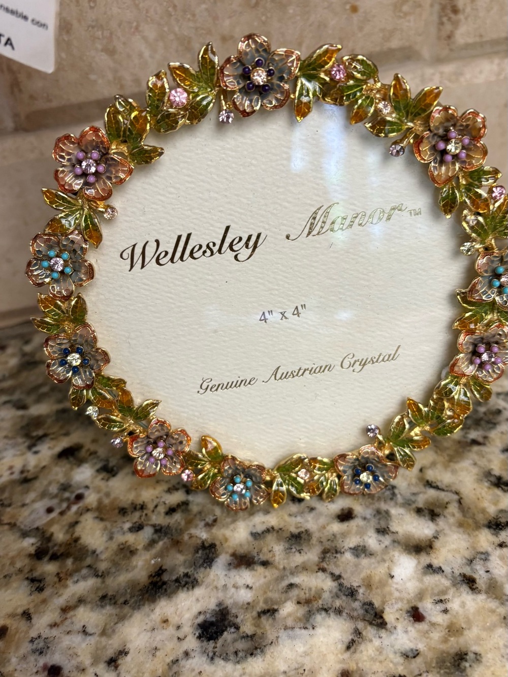 NOR Gold Floral Crystal Frame with Pink Blue Purple and Green Accents